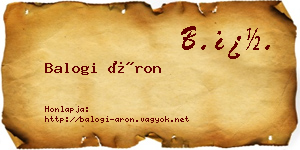 Balogi Áron névjegykártya