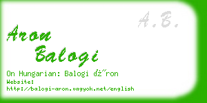 aron balogi business card